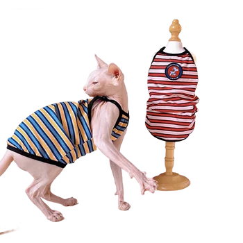 Летний тонкий жилет без рукавов, одежда для кота сфинкса, платье для безволосой кошки, наряды для девон Рекса, костюм кониса, одежда для кота сфинкса