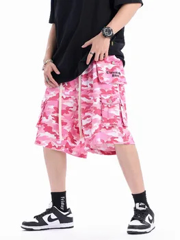 Летняя мода 2023 года y2k Розовые шорты для женщин и мужчин с негабаритными эластичными карманами, женская одежда в стиле милитари, готическая одежда, уличная одежда