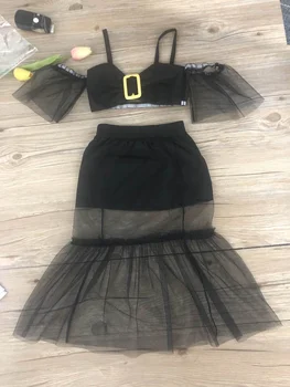Летняя модная детская одежда для маленьких девочек от 1 до 6 лет, однотонные футболки с открытыми плечами и кружевными рукавами, топы + юбки длиной до щиколоток