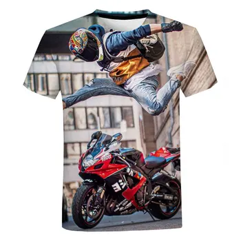 Летняя мотоциклетная футболка, модная спортивная футболка с короткими рукавами, мужская одежда из популярной 3D-серии с принтом, мужская одежда