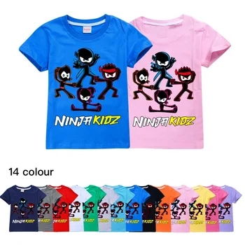 Летняя одежда NINJA KIDZ для маленьких девочек 2022 года, Одежда для девочек-подростков, хлопковая футболка для мальчиков, Бутик детской одежды, топы для мальчиков с круглым вырезом, рубашка