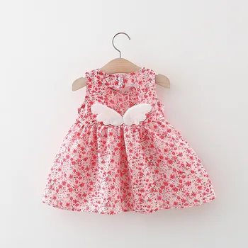 Лето 2023, новая пышная юбка без рукавов с цветочным рисунком сзади, маленькие крылышки, ажурное платье для любви, маленькая юбка