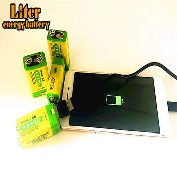 Литий-ионный аккумулятор 9V 6F22 USB 1200mAh Lipo + светодиодное зарядное устройство 9V для пожарной сигнализации, беспроводной микрофон, Гитарный домофон