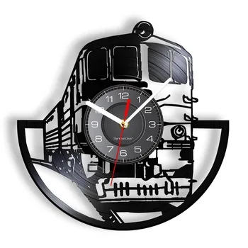 Локомотив, лазерная резка, настенные часы с лонгплеем, движущийся поезд, граммофонная пластинка, настенные часы, виниловый арт-декор стен для станций