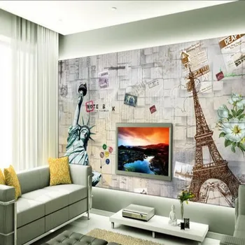 масштабные фрески wellyu на заказ, 3D стереоскопический европейский и американский ретро-фон для телевизора, флизелиновые обои для стен