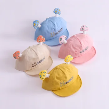 Милая хлопковая остроконечная шляпа с рисунком гриба, вышитая в виде риббита, для мальчиков и девочек, Летние солнцезащитные бейсболки для улицы, Детские солнцезащитные кепки для путешествий