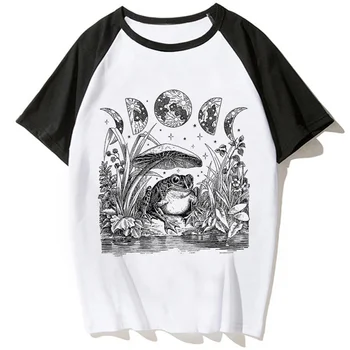 Милые эстетические лягушка Гриб Луны, колдовство топ женская уличная Y2K летняя рубашка графический девушка аниме уличная одежда