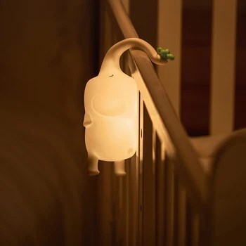 Милый ночник в виде слона, силиконовая индукционная настольная лампа с сенсорным управлением на 3 передачи, прикроватный светильник, подставка для изголовья кровати, детский подарок