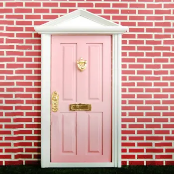 Миниатюрный кукольный домик в масштабе 1:12 Деревянная Волшебная Дверная Колотушка Дверная табличка Замок Ключ Аппаратные Аксессуары
