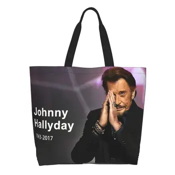 Многоразовая сумка для покупок Rock Johnny Hallyday, женская холщовая сумка через плечо, портативные сумки для покупок французской певицы, музыкальные сумки для покупок