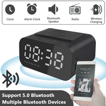 Многофункциональные светодиодные Смарт-цифровые часы Беспроводное зарядное Устройство Будильник Bluetooth Динамик USB Быстрое зарядное устройство Fm-радио Настольные часы