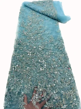 Модная роскошная кружевная ткань с вышивкой бисером, блестками, французский тюль с вышивкой, вечернее платье Чонсам, кружевная ткань своими руками