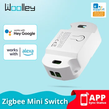 Модуль мини-переключателя Zigbee 3.0 с беспроводным управлением синхронизацией МИНИ-реле Умный дом DIY Breaker Voice Работает с приложением Alexa eWeLink