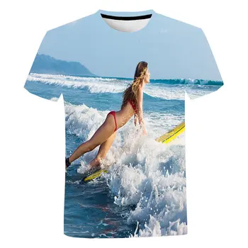 Мужская футболка с коротким рукавом, футболка с принтом морского серфинга, футболка с плакатом для серфинга, футболка с 3D-принтом для серфинга
