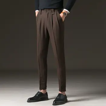 Мужские весенне-осенние повседневные прямые брюки для официальных мероприятий, уличная одежда 2023, Новые модные светские деловые брюки Slim Fit