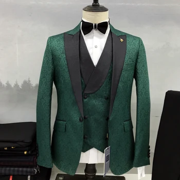Мужские костюмы, комплект из 3 предметов, куртка, Брюки, жилет, высококачественная мода 2023, новые формальные повседневные деловые свадебные блейзеры с принтом