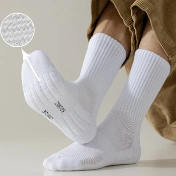Мужские носки средней длины с нескользящим полотенцем, Хлопчатобумажные амортизирующие спортивные носки, баскетбольные амортизирующие СТАНДАРТНЫЕ носки