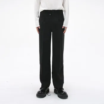 Мужские Японские Корейские сетчатые брюки знаменитостей, костюм, брюки для мужчин, деловая Повседневная уличная одежда, Модные Свободные прямые Винтажные брюки для костюма