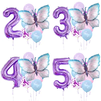 Набор воздушных шаров с бабочками, Красочная бабочка, Воздушный шар из алюминиевой фольги, Свадебный декор, украшение для свадьбы на день рождения для девочек 0-9 лет