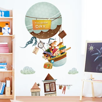 Наклейка на стену с воздушным шаром, детская спальня, украшение детской комнаты, обои, домашний декор, фреска, съемная
