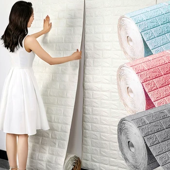 Наклейки на стены из пенопласта, 3D самоклеящиеся обои, водонепроницаемые наклейки, наклейки на стену из сплошной плитки 