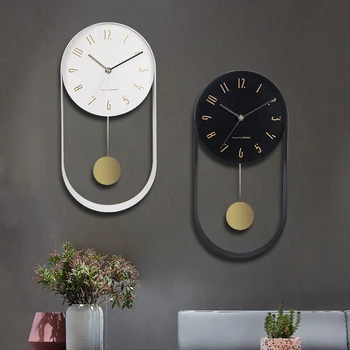 Настенные часы Nordic Swing Современный Дизайн Настенные часы для гостиной Домашний Декор Круглые Креативные Металлические Бесшумные Настенные часы для спальни