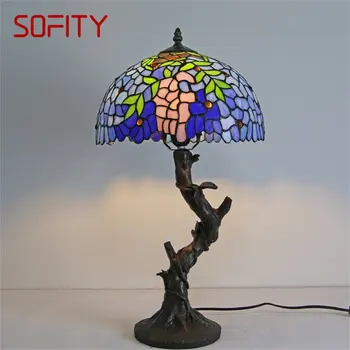 Настольная лампа SOFITY Tiffany Современный креативный светодиодный светильник с декоративным рисунком для домашней спальни