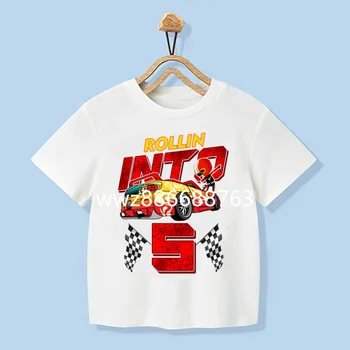Новая взрывная детская футболка с мультяшным номером единорога для мальчиков и девочек, милая забавная гоночная футболка с пользовательским номером имени