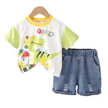 Новая летняя детская одежда, одежда для маленьких девочек, футболка с рисунком для мальчиков, Шорты, 2 шт. /компл., повседневный костюм для малышей, детская спортивная одежда