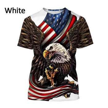 Новая модная футболка унисекс American Eagle с 3D-принтом, повседневный короткий рукав с изображением американского флага Eagle