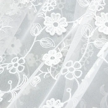 Новая мягкая сетчатая кружевная ткань с 3D вышивкой в мелкий цветок, ткань ручной работы, платье, юбка, ткань Шириной 140 см, 1 ярд