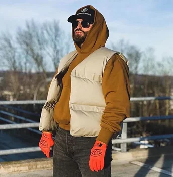 Новая уличная мода Kanye West DONDA, Двусторонняя носимая короткая хлопковая куртка, жилет без рукавов с хлопковой подкладкой, пуховик для мужчин
