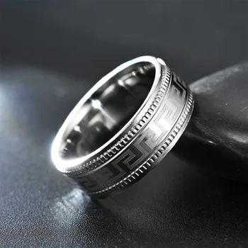Новое дизайнерское кольцо Great Wall с лазерным тиснением 2023, мужское кольцо из титановой стали, винтажное хип-поп кольцо для пар