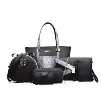 Новые 6 шт./компл. Роскошные дизайнерские женские сумки-тоут, модная кожаная сумка через плечо, композитные сумки, кошелек, сумки большой емкости