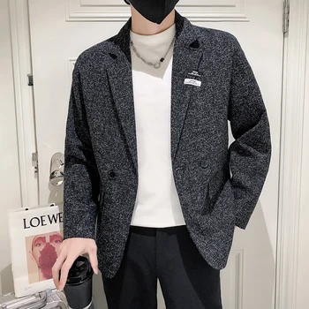 Новый мужской небольшой аромат Повседневная мода Джентльменский тренд Корейская версия свободного блейзера Senior Sense в британском стиле