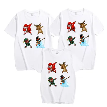Новый Семейный образ, Рождественские футболки с Санта-Клаусом, Летняя подарочная одежда для семьи, футболки
