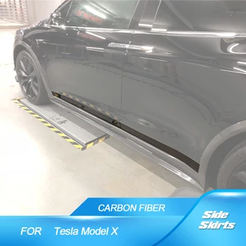 Обвес автомобиля, Отделка дверей, боковые юбки для Tesla Model X 2016 2017 2018, Боковая панель, Защита двери, Декоративная отделка из настоящего углеродного волокна