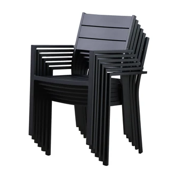 Обеденный стул для патио на открытом воздухе, набор из 6 современных алюминиевых складываемых стульев, Обеденный стул с порошковым покрытием, устойчивый к атмосферным воздействиям, без сборки
