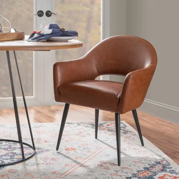 Обеденный стул из 100% полиэстера, коричневая ткань с ножками цвета эспрессо 23,50x24,75x32,68 дюймов