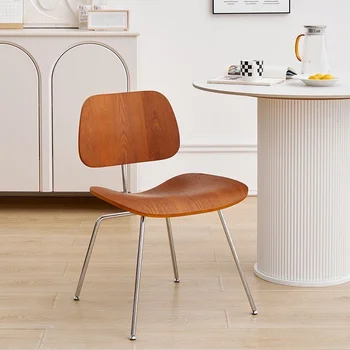 Обеденный стул из литой фанеры с ножками из нержавеющей стали, мебель для столовой и ресторана, реплика современного деревянного стула середины века WRXYH