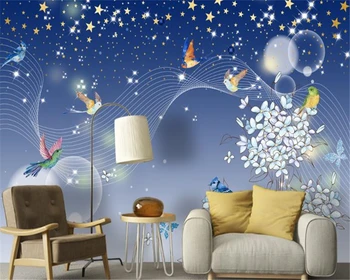 обои beibehang для детской комнаты Современные минималистичные нарисованные от руки цветочные линии star TV фон настенная фреска из папье-маше 3d