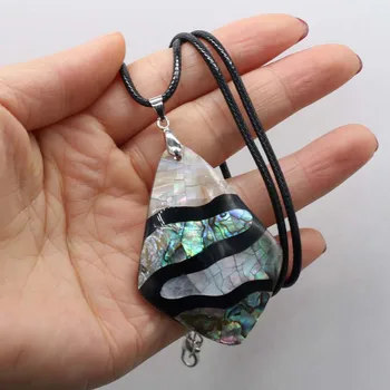 Ожерелье с подвеской в виде ракушки в полоску из натурального сращивания, Четырехугольное ожерелье с подвесками в виде ракушки для женщин, мужские ювелирные изделия, модное ожерелье в подарок