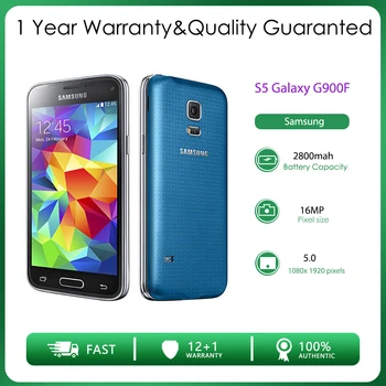 Оригинальный Samsung Galaxy S5 G900F с диагональю 5,1 дюйма, 16 ГБ 2 ГБ оперативной памяти, разблокированная 3G и 4G 16-мегапиксельная камера, GPS, Wi-Fi, Качественный смартфон на Android