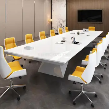 Офисная мебель Большой раскрашенный стол для совещаний Длинный стол Высококачественный прямоугольный стол для переговоров Белый стол для конференц-зала