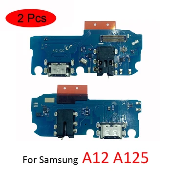 Плата с USB-портом Для зарядки, Соединительная Часть Гибкого кабеля Samsung A12 A125 A125F A125M A125N, Новый Микрофонный Модуль, 2 шт./лот