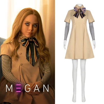 Платье для косплея M3GAN для детей, девочек, куклы-роботы с искусственным интеллектом, Две тысячи двадцать три платья Меган, униформа для костюмов на Хэллоуин