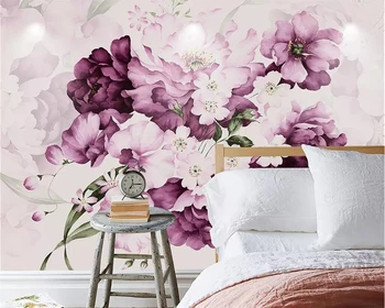 Пользовательские обои фиолетовый красивая ручная роспись акварелью цветок гостиная диван-кровать фоновые стены 3D обои