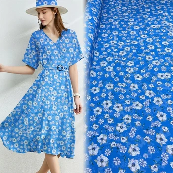 Популярная эластичная атласная крепдешиновая шелковая ткань с цветочным принтом от K Family, роскошное платье-рубашка, дизайнерская ткань ручной работы, сделай сам