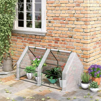 Портативная мини-теплица для сада на открытом воздухе с большими дверцами на молнии и полиэтиленовым покрытием для воды / УФ, 6 'x 3 ' x 3'