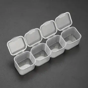 Портативная Прозрачная пластиковая коробка с 4 сетками, бусины для таблеток, Витрины для хранения ювелирных изделий, Витрины для лекарств, футляры для хранения ювелирных изделий Rhin